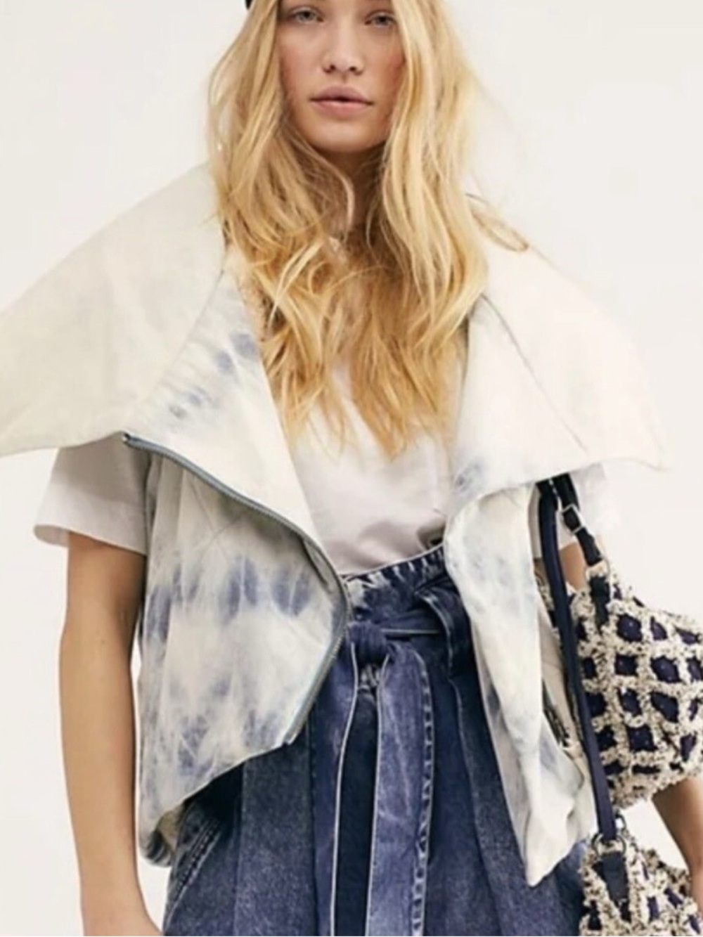We The Free People Just A Little Puffer Vest Tie Dye Sherpa Quilted Size M